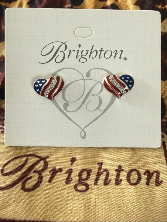 Brighton Jewelry - Brighton Heart & Stripes Mini Post Red, Blue, Silver Earrings ♥️💙